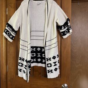 Rachel Zoe Cream and Black Patterned Cardigan